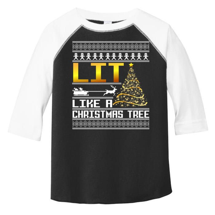 Lit Like a Christmas Tree Funny Ugly Christmas Toddler Fine Jersey T-Shirt