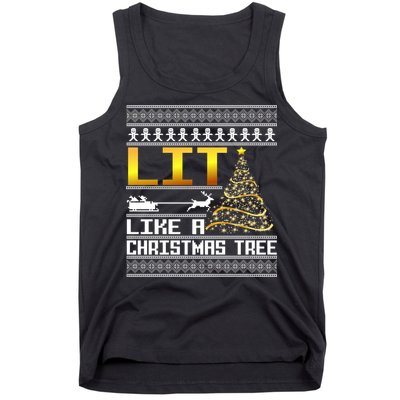 Lit Like a Christmas Tree Funny Ugly Christmas Tank Top
