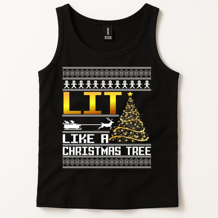 Lit Like a Christmas Tree Funny Ugly Christmas Tank Top