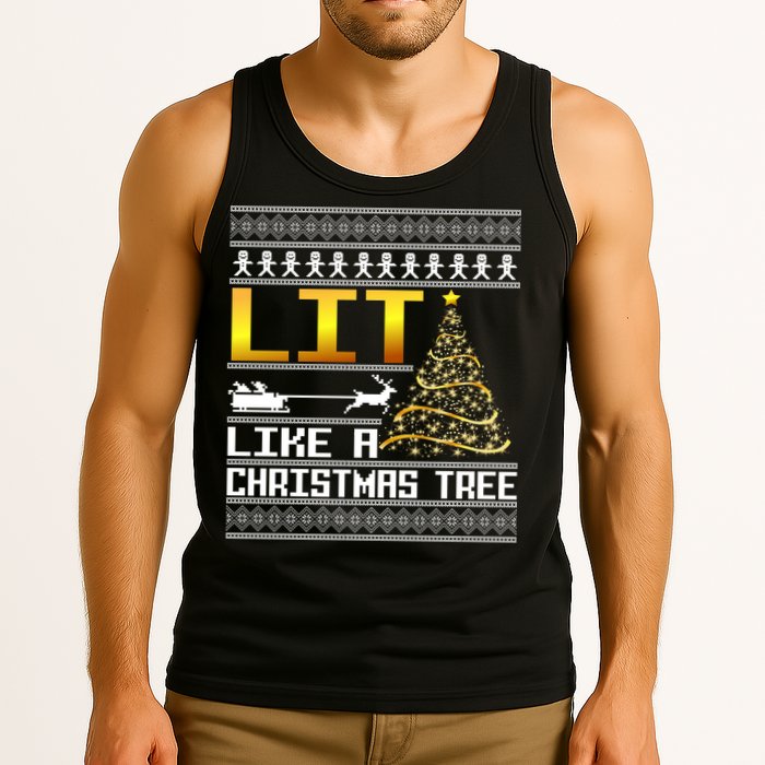 Lit Like a Christmas Tree Funny Ugly Christmas Tank Top