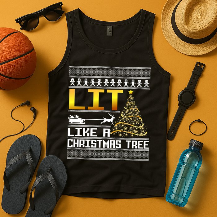 Lit Like a Christmas Tree Funny Ugly Christmas Tank Top