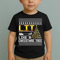 Lit Like a Christmas Tree Funny Ugly Christmas Toddler T-Shirt