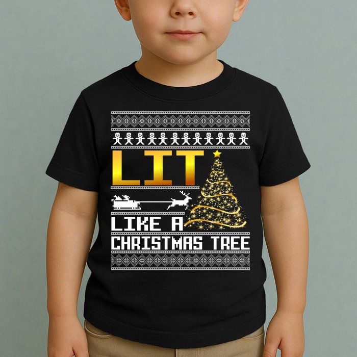 Lit Like a Christmas Tree Funny Ugly Christmas Toddler T-Shirt