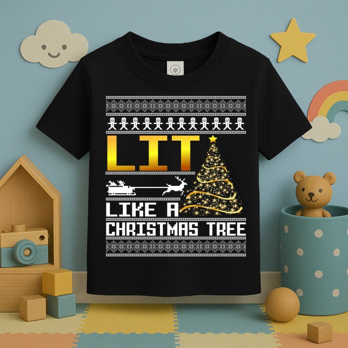 Lit Like a Christmas Tree Funny Ugly Christmas Toddler T-Shirt