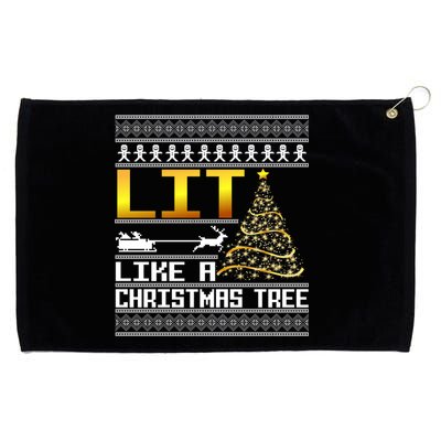 Lit Like a Christmas Tree Funny Ugly Christmas Grommeted Golf Towel