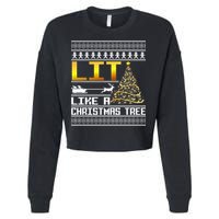 Lit Like a Christmas Tree Funny Ugly Christmas Cropped Pullover Crew