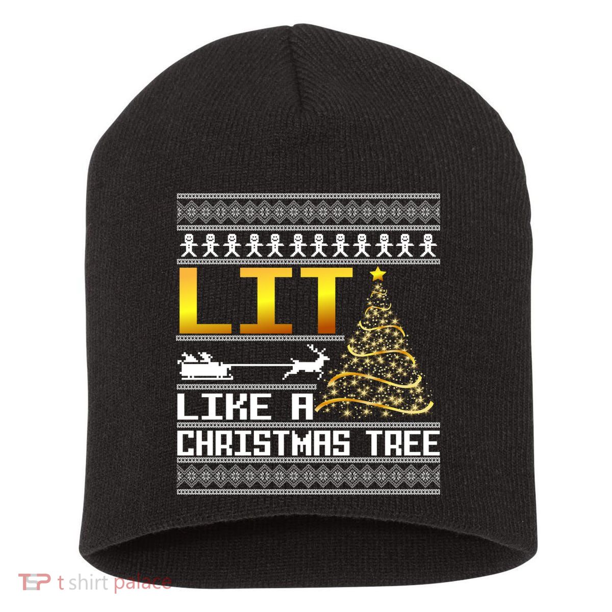 Lit Like a Christmas Tree Funny Ugly Christmas Short Acrylic Beanie