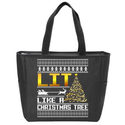 Lit Like a Christmas Tree Funny Ugly Christmas Zip Tote Bag