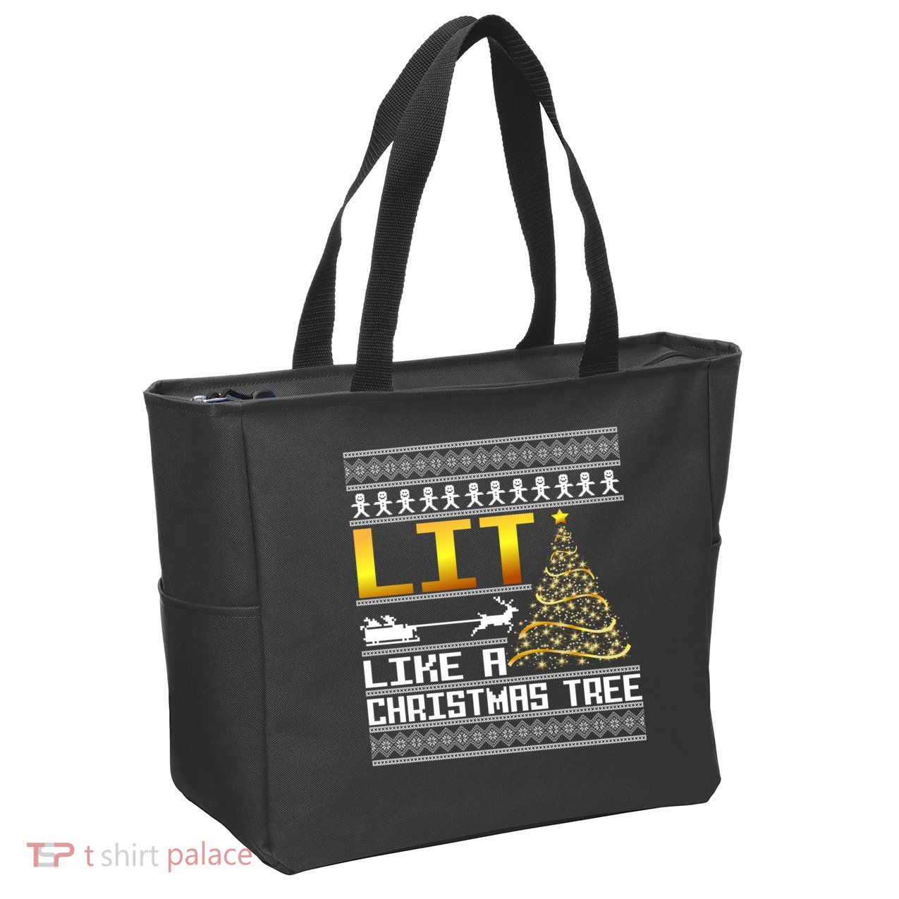 Lit Like a Christmas Tree Funny Ugly Christmas Zip Tote Bag