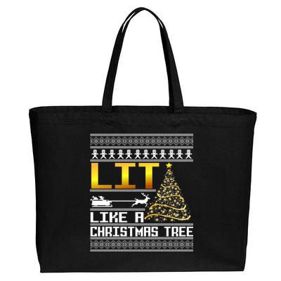 Lit Like a Christmas Tree Funny Ugly Christmas Cotton Canvas Jumbo Tote