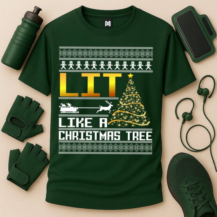 Lit Like a Christmas Tree Funny Ugly Christmas Performance Shirt
