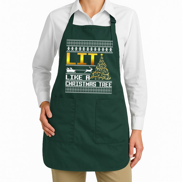 Lit Like a Christmas Tree Funny Ugly Christmas Apron