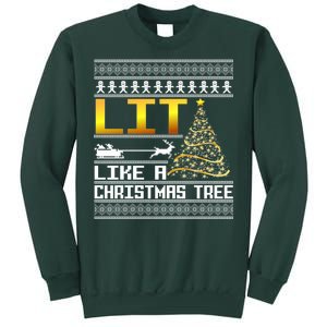 Lit Like a Christmas Tree Funny Ugly Christmas Sweatshirt