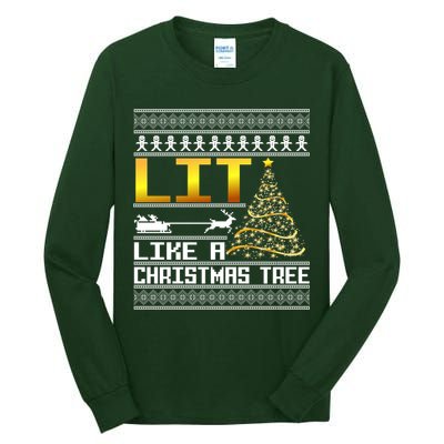 Lit Like a Christmas Tree Funny Ugly Christmas Tall Long Sleeve T-Shirt