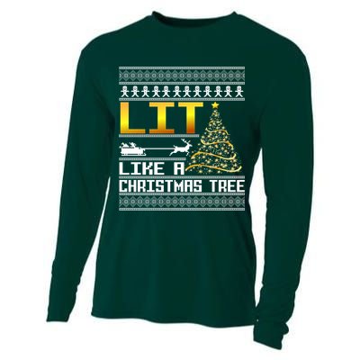 Lit Like a Christmas Tree Funny Ugly Christmas Cooling Performance Long Sleeve Crew