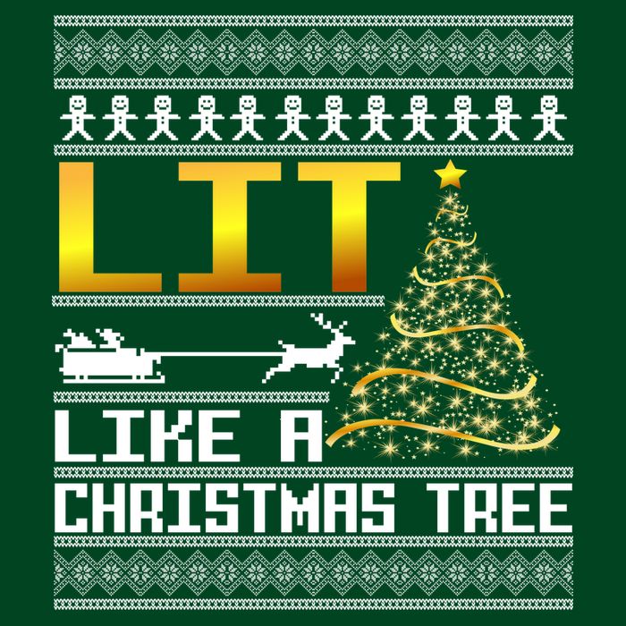 Lit Like a Christmas Tree Funny Ugly Christmas Womens T-Shirt