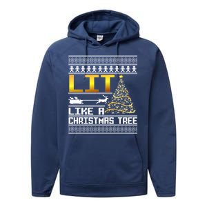 Lit Like a Christmas Tree Funny Ugly Christmas Performance Fleece Hoodie