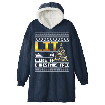 Lit Like a Christmas Tree Funny Ugly Christmas Hooded Wearable Blanket