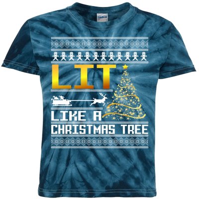 Lit Like a Christmas Tree Funny Ugly Christmas Kids Tie-Dye T-Shirt