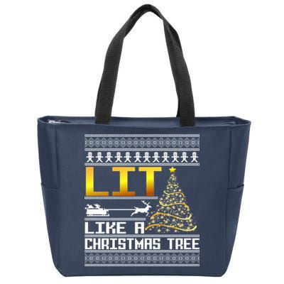 Lit Like a Christmas Tree Funny Ugly Christmas Zip Tote Bag