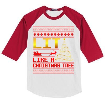 Lit Like a Christmas Tree Funny Ugly Christmas Kids Colorblock Raglan Jersey