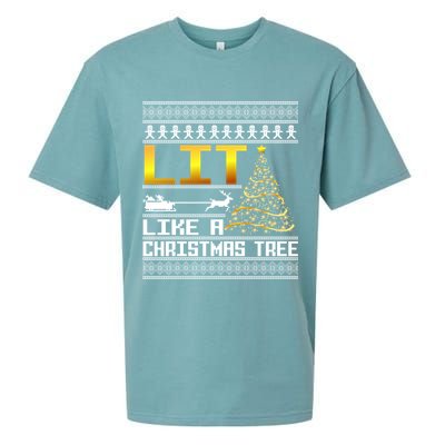 Lit Like a Christmas Tree Funny Ugly Christmas Sueded Cloud Jersey T-Shirt