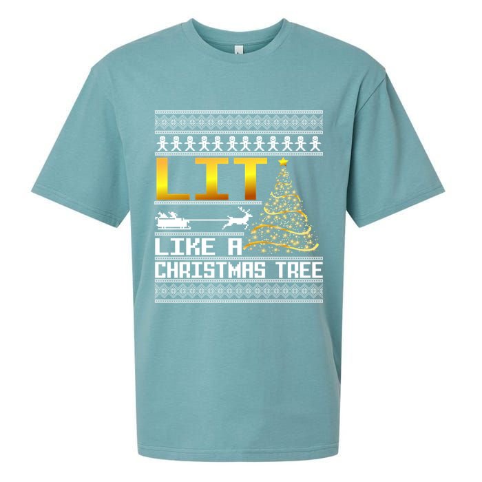 Lit Like a Christmas Tree Funny Ugly Christmas Sueded Cloud Jersey T-Shirt