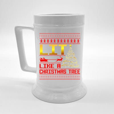 Lit Like a Christmas Tree Funny Ugly Christmas Beer Stein