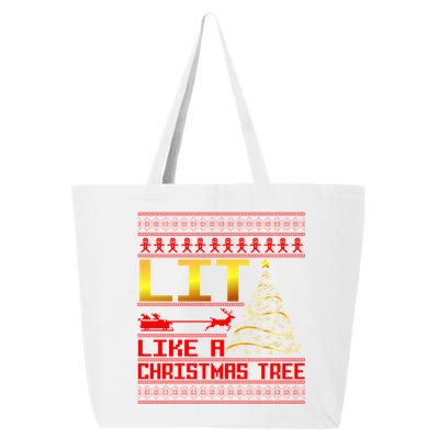 Lit Like a Christmas Tree Funny Ugly Christmas 25L Jumbo Tote