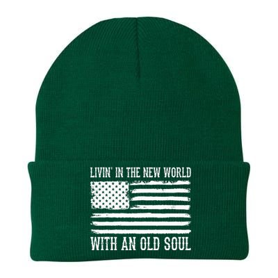 Living In The New World With An Old Soul America Flag Knit Cap Winter Beanie