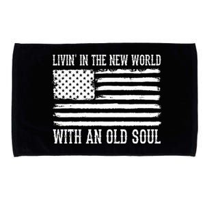 Living In The New World With An Old Soul America Flag Microfiber Hand Towel