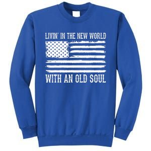 Living In The New World With An Old Soul America Flag Sweatshirt