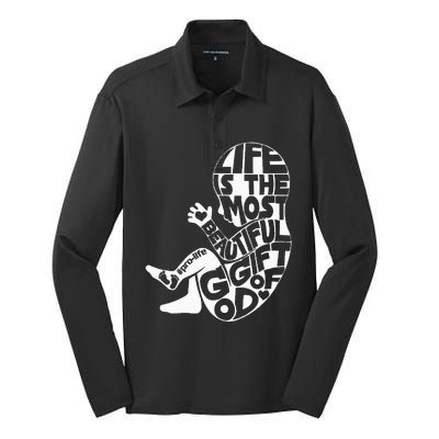 Life Is The Most Beautiful Of God Prolife Saves Lives Silk Touch Performance Long Sleeve Polo