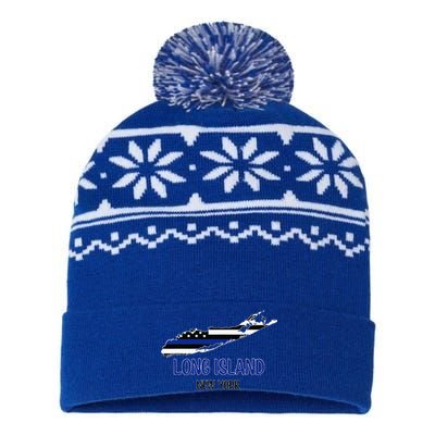 Long Island Thin Blue Line Flag Police USA-Made Snowflake Beanie