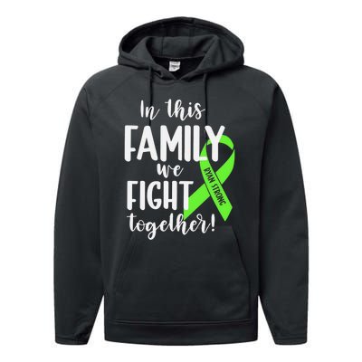 Lymphoma In This Family We Fight Together Team Cancer Lymphoma Ribbon Performance Fleece Hoodie