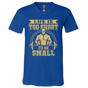 Life Is Too Short To Be Small No Pain No Gain Gift V-Neck T-Shirt