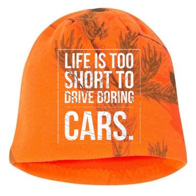 Life Is Too Short To Drive Boring Cars Funny Car Quote Distressed Kati - Camo Knit Beanie