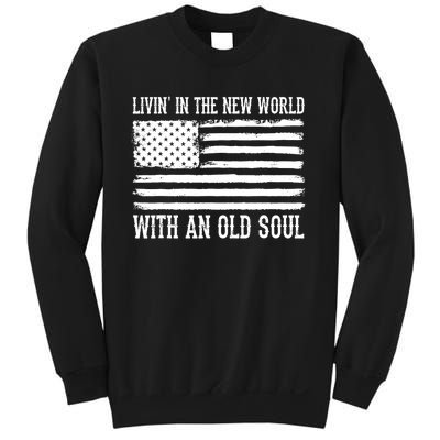 Living In The New World With An Old Soul America Flag Sweatshirt