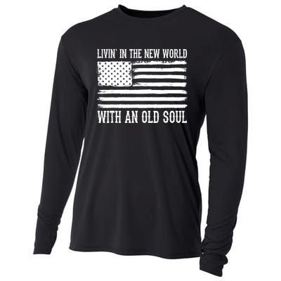 Living In The New World With An Old Soul America Flag Cooling Performance Long Sleeve Crew