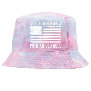 Living In The New World With An Old Soul America Flag Tie-Dyed Bucket Hat