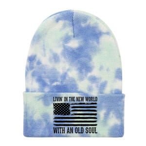 Living In The New World With An Old Soul America Flag Tie Dye 12in Knit Beanie