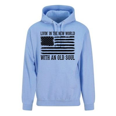 Living In The New World With An Old Soul America Flag Unisex Surf Hoodie