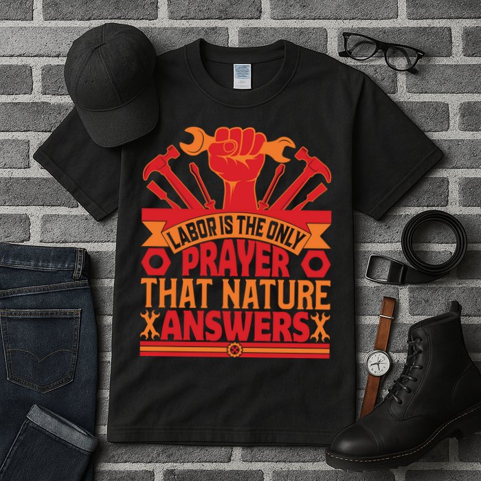 Labor Is The Only Player That Nature Answers Labor Day Gift Tall T-Shirt