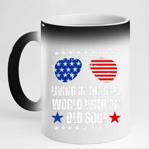 Living In The New World With An Old Soul 11oz Black Color Changing Mug