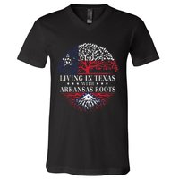 Living In Texas With Arkansas Roots V-Neck T-Shirt