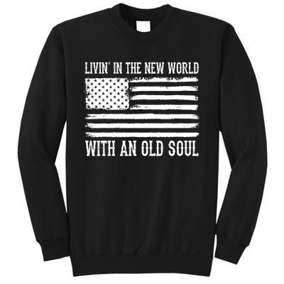 Living In The New World With An Old Soul America Flag Sweatshirt