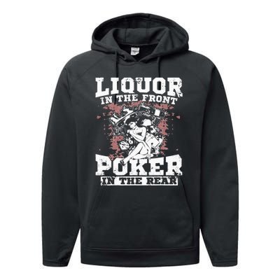 Liquor In The Front Poker In The Rear Awesome Racing Performance Fleece Hoodie