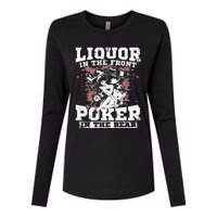 Liquor In The Front Poker In The Rear Awesome Racing Womens Cotton Relaxed Long Sleeve T-Shirt