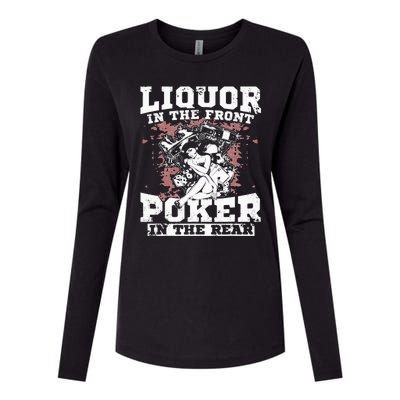 Liquor In The Front Poker In The Rear Awesome Racing Womens Cotton Relaxed Long Sleeve T-Shirt