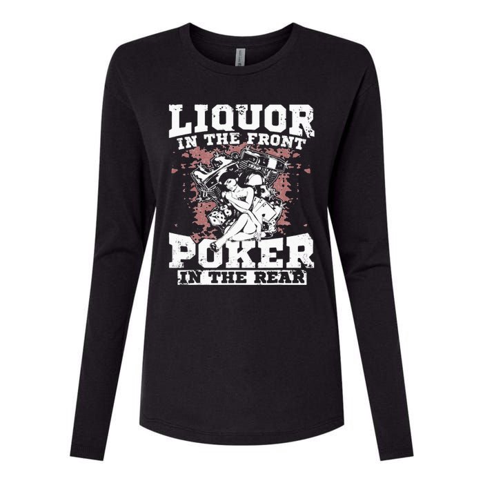 Liquor In The Front Poker In The Rear Awesome Racing Womens Cotton Relaxed Long Sleeve T-Shirt